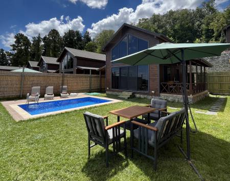 Comfortable Heated Private Pool Bungalow With Amazing Lake View, Private Garden, Fireplace Stove in Sapanca