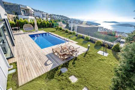 Magnificent Villa with Panoramic Sea View, Private Pool, Private Garden, Parking Lot in Bodrum Yalikavak