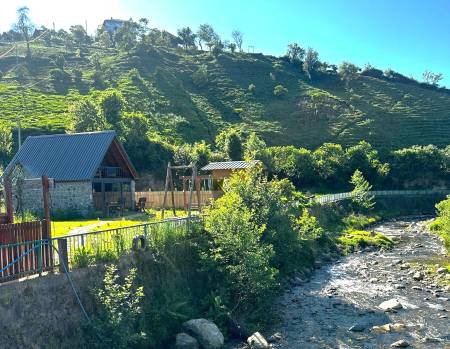 Rize Pazar’da Harika Doğa ve Dere Manzaralı, Jakuzili, Şömine Sobalı, Barbekülü Konforlu Bungalov