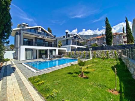 Modern Villa with Private Pool, Private Garden, Fireplace, Pool Terrace and Barbeque in Fethiye Ovacik