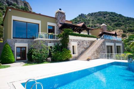 Amazing Villa with Sea View, Private Infinity Pool, Fireplace, Turkish Bath and Sauna in Bodrum Yalikavak