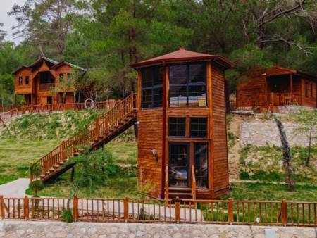 Bungalow Room with Garden and Pool View, in a Facility Intertwined with Nature in Antalya Olympos