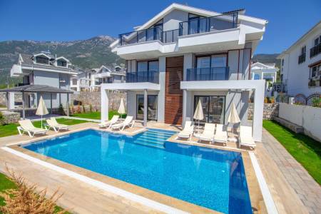 Elegant Villa with Veranda, Private Pool and Private Garden, Balcony, Intertwined with Nature in Fethiye Ovacik