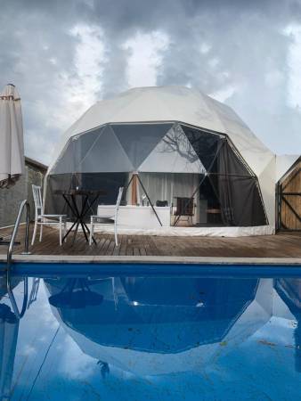 Comfortable Dome Glamping with Heated Private Pool, Jacuzzi, Private Garden, Barbeque in Sapanca Yanik