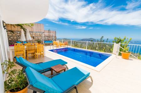 Comfortable Villa with Panoramic Sea View, Private Pool, Pool Terrace and Jacuzzi in Kalkan
