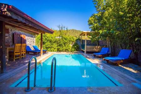 Stone House with Sheltered Private Pool and Jacuzzi, in a Green Nature, in Fethiye Kayaköy