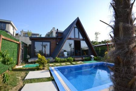 Magnificent Bungalow with Heated Private Pool, Private Garden, Jacuzzi, Fireplace Stove in Sapanca