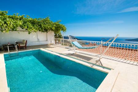 Sea View Villa with Sheltered Private Pool, Heated Indoor Pool with Jacuzzi, Fireplace in Kalkan